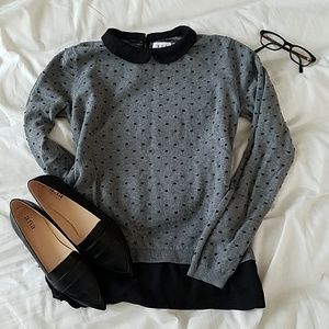 Polka dot sweater blouse